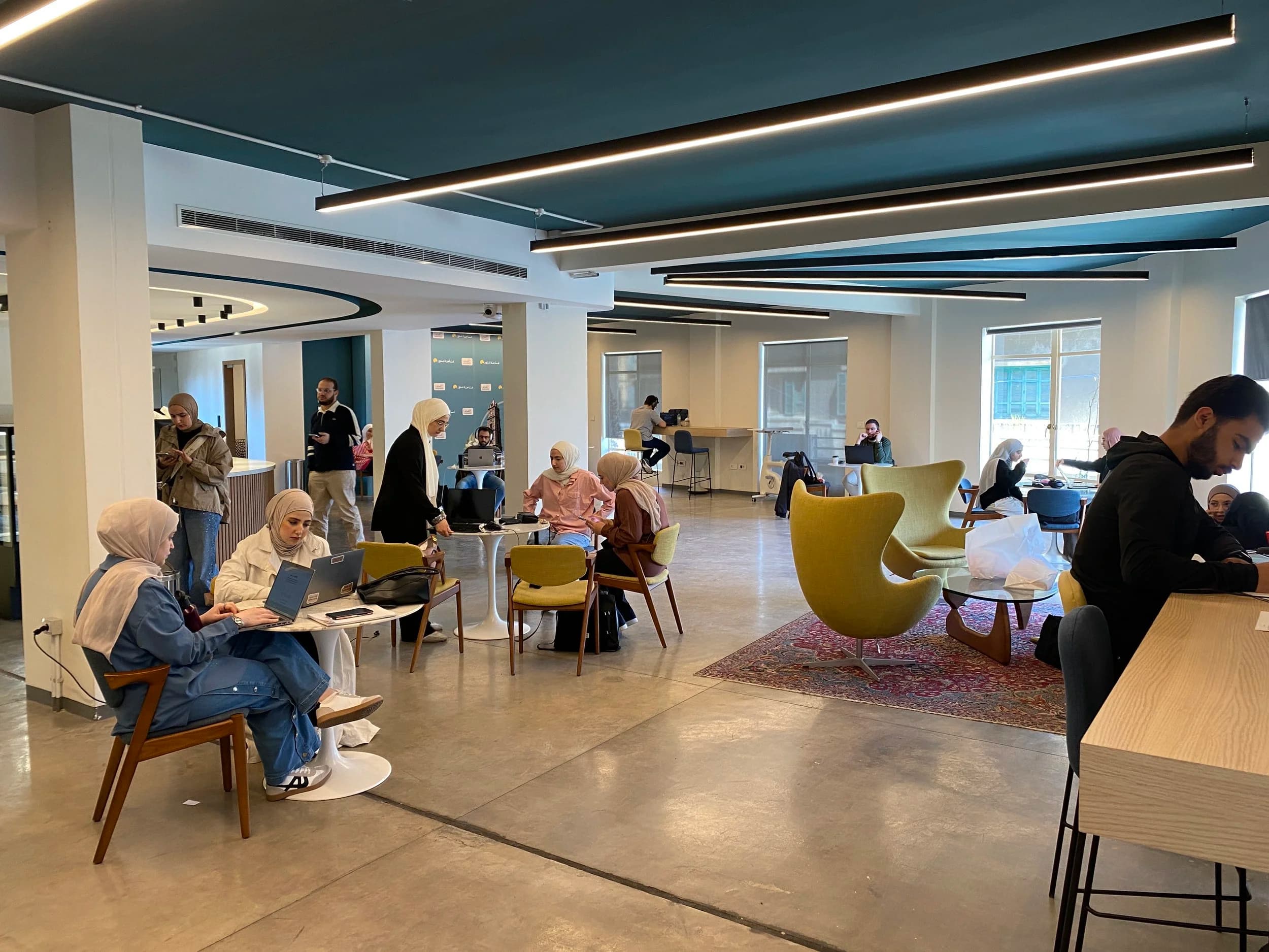 Masahet Nour coworking space, open seating area